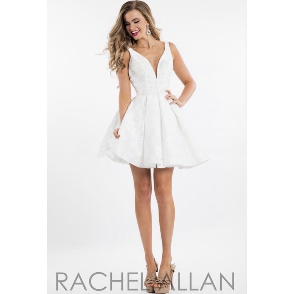 Rachel Allan Women's Beaded Prom Or Bridal V-Neck Dress Size 6 $398 Fit & Flare